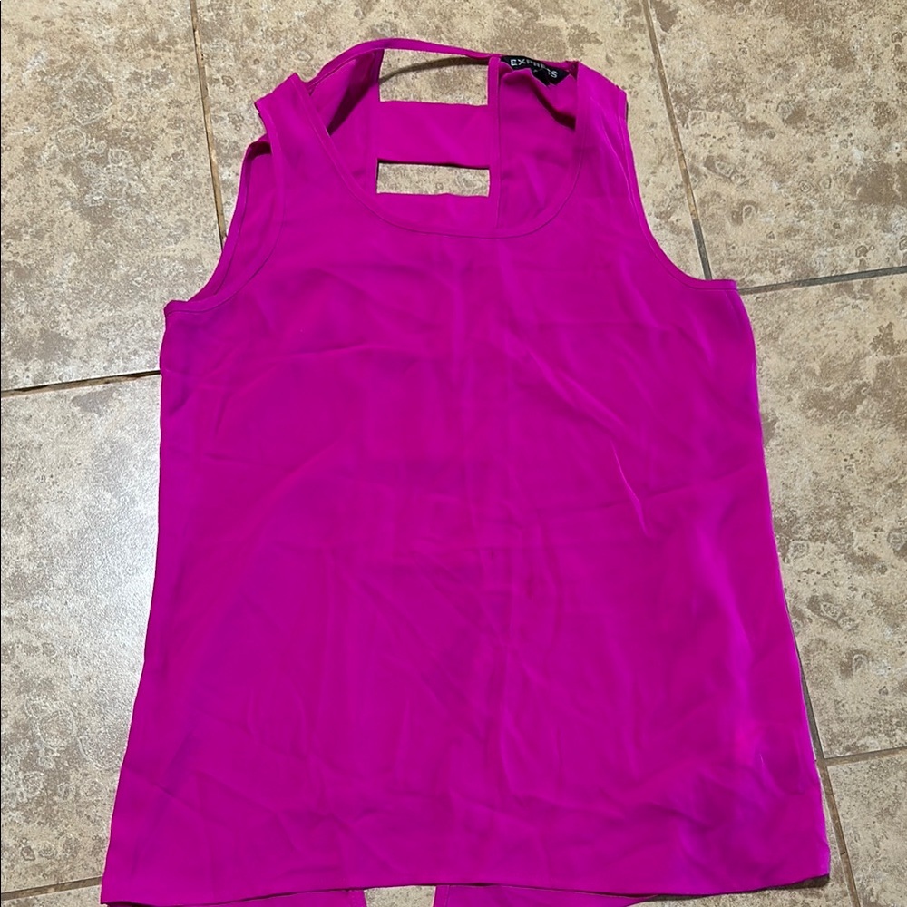 Express Magenta Sleeveless Top with Ladder Cut Out Back